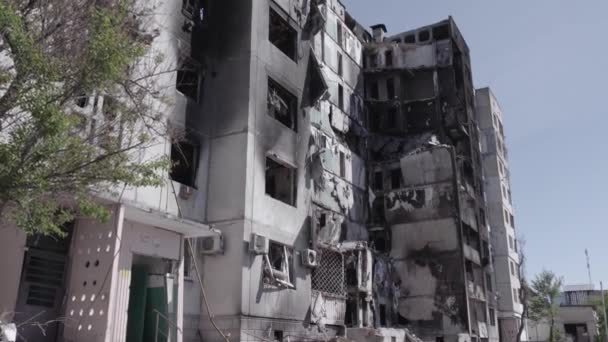 Este Video Muestra Las Secuelas Guerra Ucrania Edificio Residencial Destruido — Vídeos de Stock