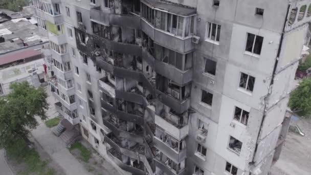 Este Video Muestra Las Secuelas Guerra Ucrania Edificio Residencial Destruido — Vídeos de Stock