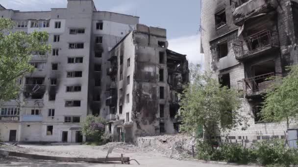 Cette Vidéo Montre Les Conséquences Guerre Ukraine Bâtiment Résidentiel Détruit — Video
