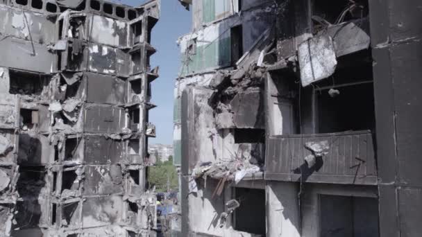 Este Video Muestra Las Secuelas Guerra Ucrania Edificio Residencial Destruido — Vídeos de Stock