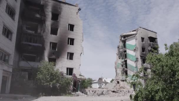 Video Stok Ini Menunjukkan Setelah Perang Ukraina Sebuah Bangunan Perumahan — Stok Video