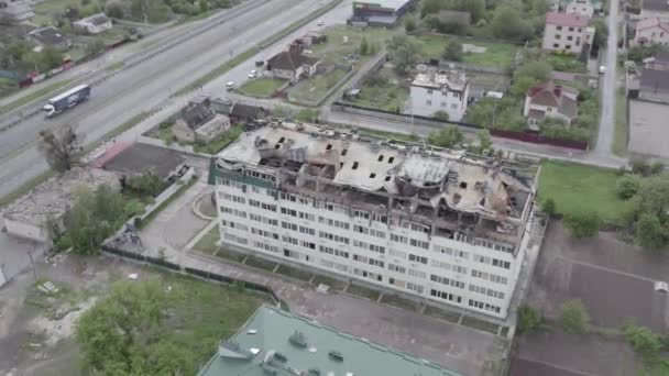 Questo Video Mostra Edificio Devastato Dalla Guerra Nel Distretto Stoyanka — Video Stock