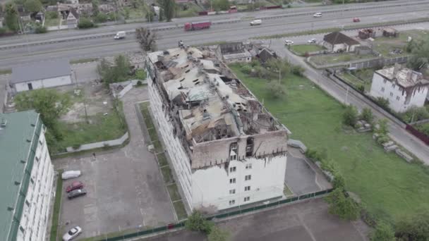 Questo Video Mostra Edificio Devastato Dalla Guerra Nel Distretto Stoyanka — Video Stock