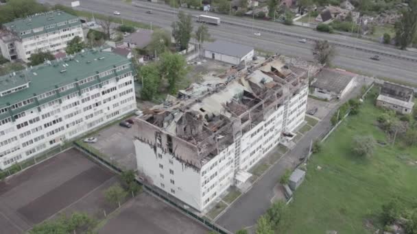 Questo Video Mostra Edificio Devastato Dalla Guerra Nel Distretto Stoyanka — Video Stock