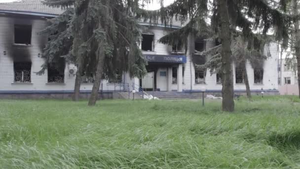 Video Stok Ini Menunjukkan Setelah Perang Ukraina Penghancuran Dan Pembakaran — Stok Video