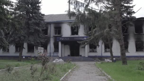 Questo Video Mostra Conseguenze Della Guerra Ucraina Edificio Distrutto Bruciato — Video Stock