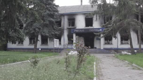 Cette Vidéo Montre Les Conséquences Guerre Ukraine Bâtiment Détruit Brûlé — Video