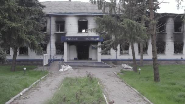 Deze Stockvideo Toont Nasleep Van Oorlog Oekraïne Het Vernielde Verbrande — Stockvideo