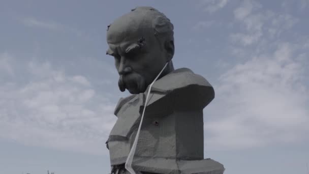 Este Video Muestra Monumento Taras Shevchenko Borodyanka Ucrania Durante Guerra — Vídeo de stock