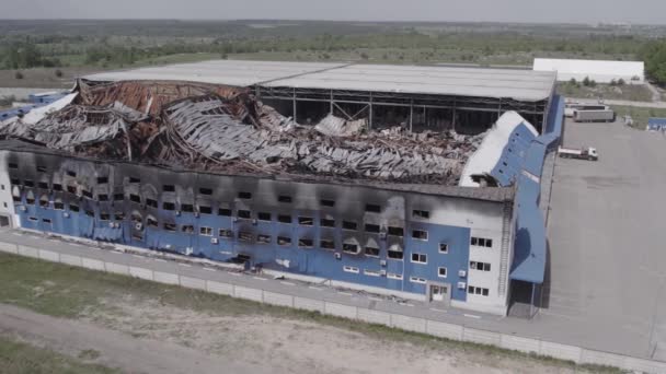 Этом Снимке Воздуха Виден Разрушенный Военный Городок Украине Время Войны — стоковое видео