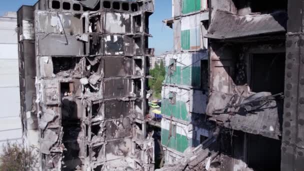 Este Video Muestra Edificio Residencial Destruido Durante Guerra Ucrania Borodyanka — Vídeos de Stock