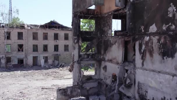 Este Video Muestra Edificio Residencial Destruido Durante Guerra Ucrania Borodyanka — Vídeos de Stock