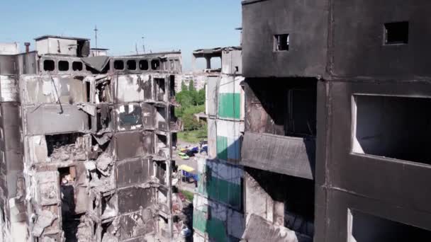 Este Video Muestra Edificio Residencial Destruido Durante Guerra Ucrania Borodyanka — Vídeos de Stock