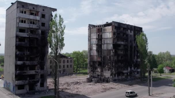 Αυτό Απόθεμα Βίντεο Δείχνει Ένα Κατεστραμμένο Κτίριο Κατοικιών Κατά Διάρκεια — Αρχείο Βίντεο
