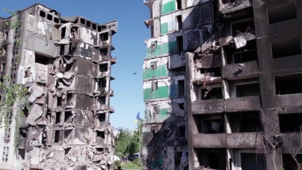 Este Video Muestra Edificio Residencial Destruido Durante Guerra Ucrania Borodyanka — Vídeos de Stock