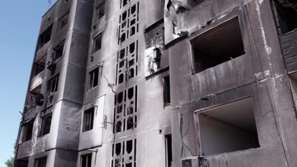 Questo Video Mostra Edificio Residenziale Distrutto Durante Guerra Ucraina Nel — Video Stock