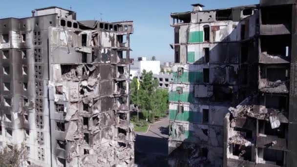 Este Video Muestra Edificio Residencial Destruido Durante Guerra Ucrania Borodyanka — Vídeos de Stock