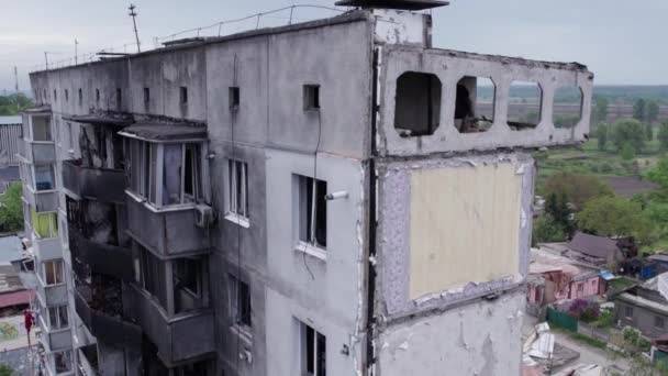 Este Vídeo Mostra Edifício Residencial Destruído Durante Guerra Ucrânia Borodyanka — Vídeo de Stock