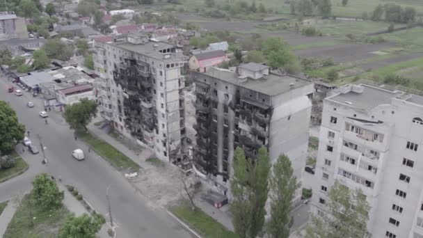 Cette Vidéo Montre Guerre Ukraine Bâtiment Résidentiel Détruit Borodyanka District — Video