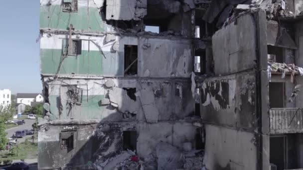 Este Video Muestra Guerra Ucrania Edificio Residencial Destruido Borodyanka Distrito — Vídeos de Stock