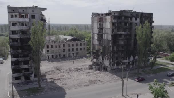 Stok Videosu Ukrayna Daki Savaşı Gösteriyor Borodyanka Bucha Bölgesindeki Harap — Stok video