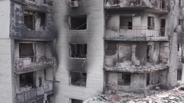 Denne Stock Video Viser Krigen Ukraine Ødelagt Beboelsesejendom Borodyanka Bucha – Stock-video