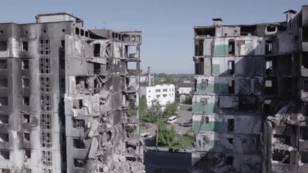 Questo Video Mostra Guerra Ucraina Edificio Residenziale Distrutto Nel Distretto — Video Stock