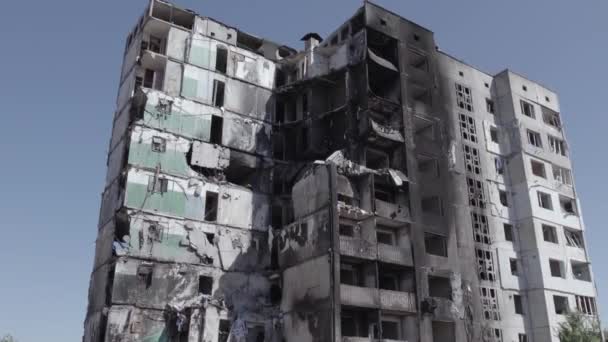 Toto Video Ukazuje Válku Ukrajině Zničená Obytná Budova Borodyance Okres — Stock video