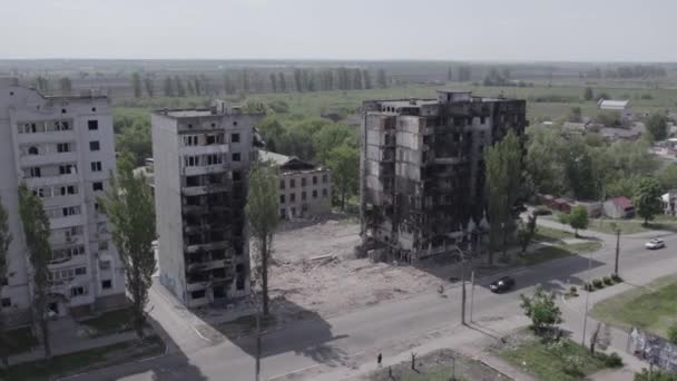 Questo Video Mostra Guerra Ucraina Edificio Residenziale Distrutto Nel Distretto — Video Stock
