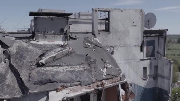 Este Vídeo Mostra Guerra Ucrânia Edifício Residencial Destruído Borodyanka Distrito — Vídeo de Stock