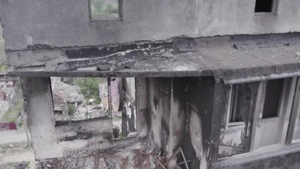 Stock Video Mutatja Háború Ukrajnában Egy Lerombolt Lakóépület Borodyanka Bucha — Stock videók