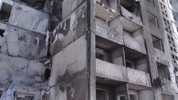 Este Video Muestra Guerra Ucrania Edificio Residencial Destruido Borodyanka Distrito — Vídeo de stock
