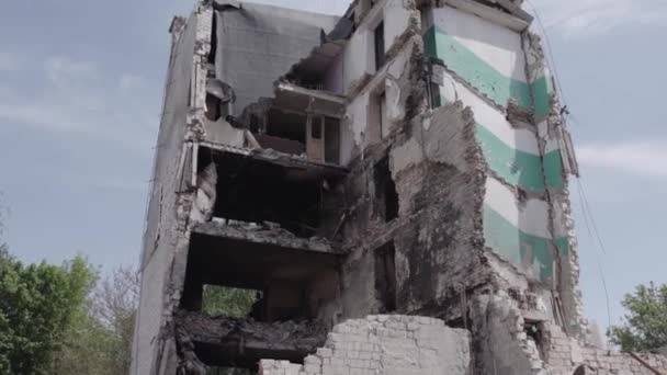 Questo Video Mostra Guerra Ucraina Edificio Residenziale Distrutto Nel Distretto — Video Stock