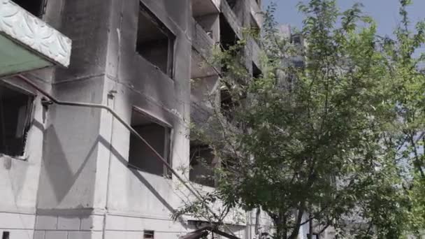 Questo Video Mostra Guerra Ucraina Edificio Residenziale Distrutto Nel Distretto — Video Stock