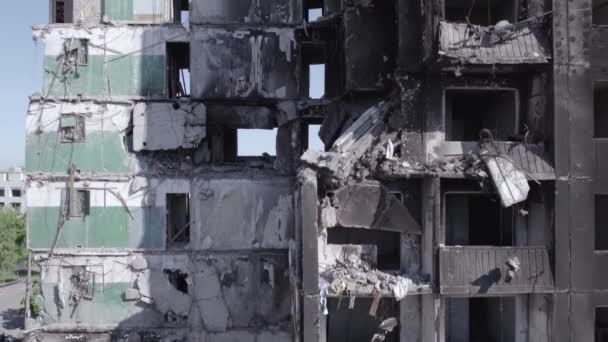 Stock Video Shows War Ukraine Destroyed Residential Building Borodyanka Bucha — Stock Video