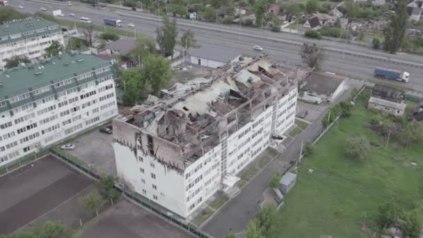 Questo Video Mostra Edificio Devastato Dalla Guerra Nel Distretto Stoyanka — Video Stock