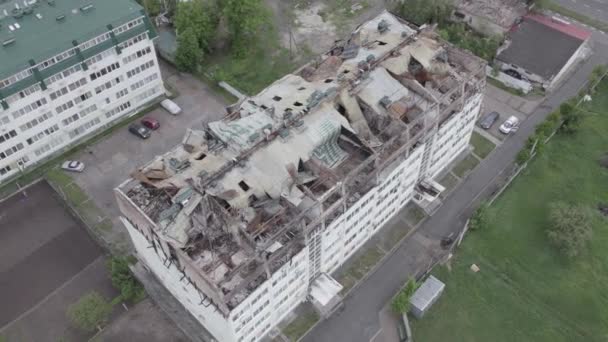 Questo Video Mostra Edificio Devastato Dalla Guerra Nel Distretto Stoyanka — Video Stock