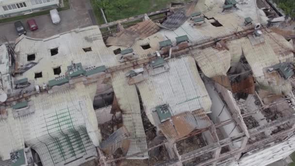 Dieses Archivvideo Zeigt Ein Vom Krieg Zerstörtes Gebäude Stojanka Bezirk — Stockvideo