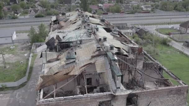 Este Video Muestra Edificio Devastado Por Guerra Stoyanka Distrito Bucha — Vídeo de stock
