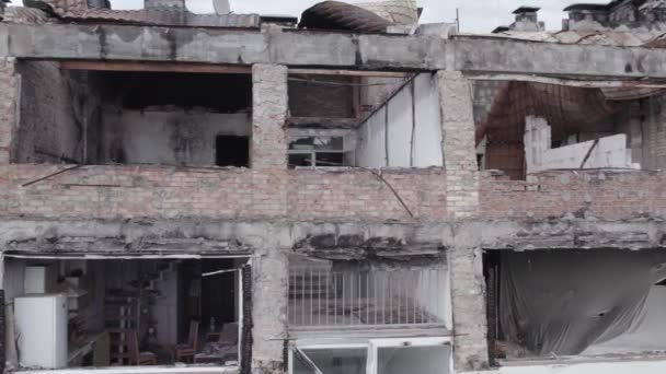 Toto Video Ukazuje Válkou Poničenou Budovu Stoyance Okres Bucha Ukrajina — Stock video