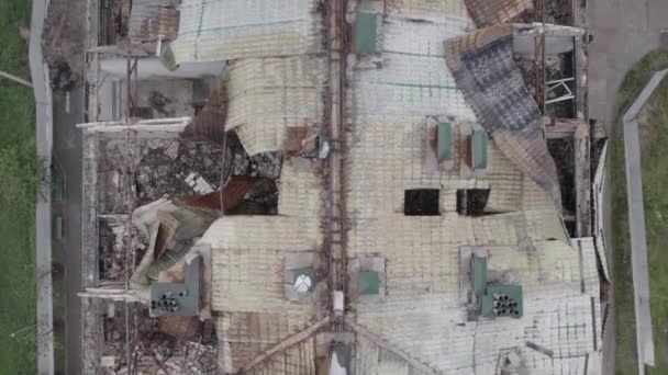 Állomány Videó Azt Mutatja Egy Háború Sújtotta Épület Stoyanka Bucha — Stock videók