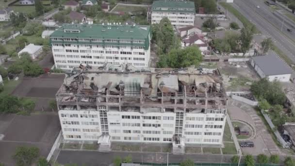 Acest Videoclip Stoc Arată Clădire Sfâșiată Război Din Stoyanka Districtul — Videoclip de stoc