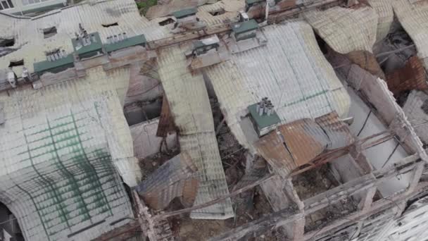 Stock Video Shows War Torn Building Stoyanka Bucha District Ukraine — Stock Video