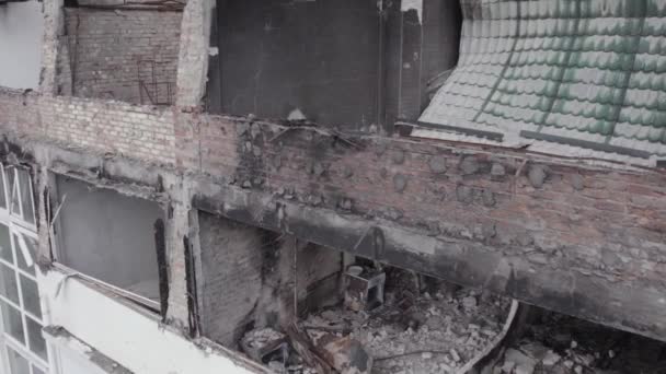 Este Video Muestra Edificio Devastado Por Guerra Stoyanka Distrito Bucha — Vídeos de Stock