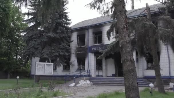 Cette Vidéo Montre Les Conséquences Guerre Ukraine Bâtiment Détruit Brûlé — Video