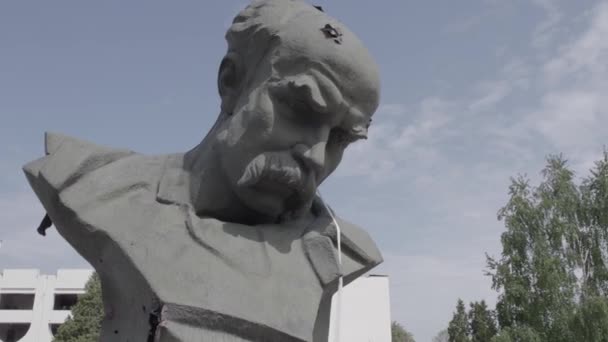 Este Video Muestra Monumento Taras Shevchenko Borodyanka Ucrania Durante Guerra — Vídeo de stock