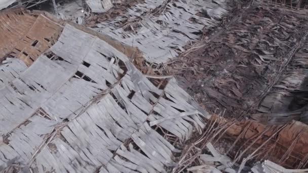 Dieses Archivbild Zeigt Eine Luftaufnahme Einer Zerstörten Lagerhalle Bucha Ukraine — Stockvideo