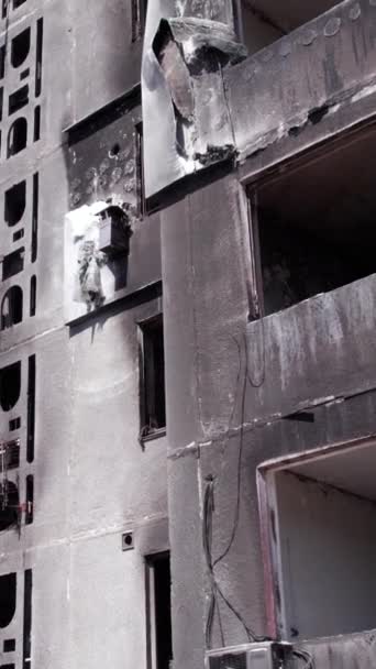 Видео Показывает Последствия Войны Украине Разрушенное Жилое Здание Бородянке — стоковое видео