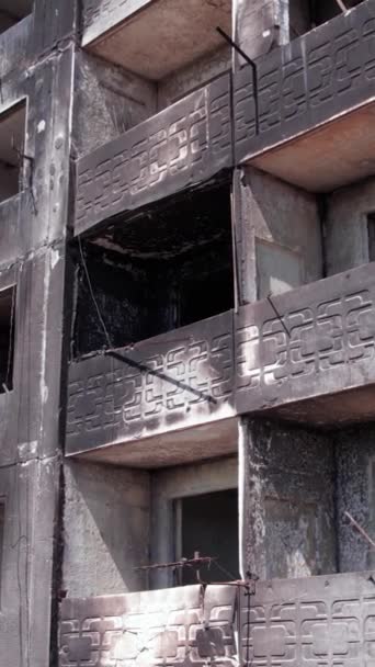 Questo Video Verticale Mostra Conseguenze Della Guerra Ucraina Edificio Residenziale — Video Stock