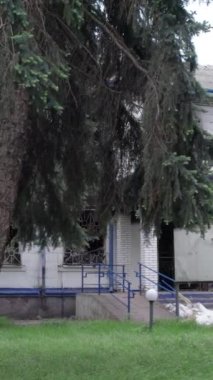 Bu dikey borsa videosu Ukrayna 'daki savaşın sonucunu gösteriyor. Borodyanka, Kyiv bölgesindeki polis karakolunun yıkılması ve yakılması.